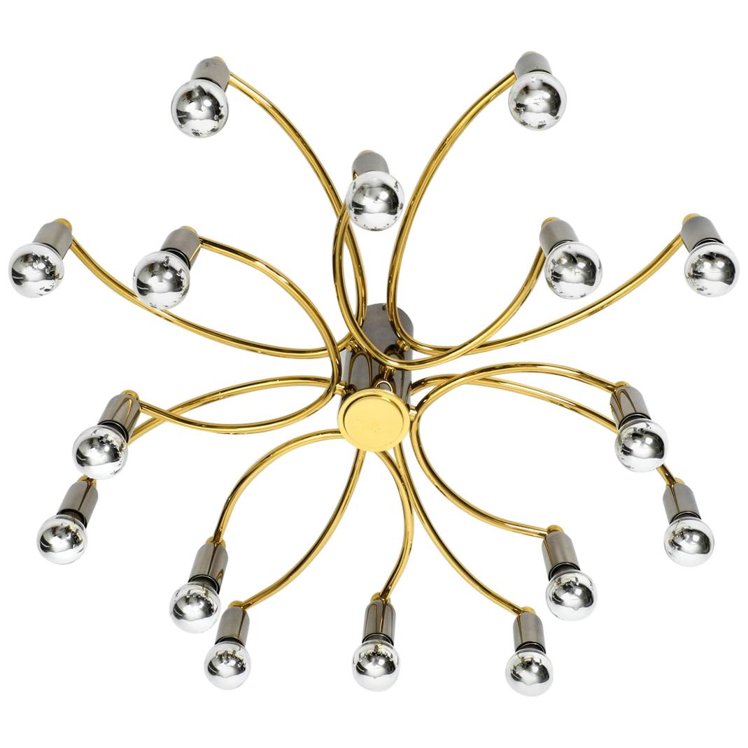 1980s 16-Armed Extra Large Ceiling Lamp by Cosack, Made of Brass and Chrome