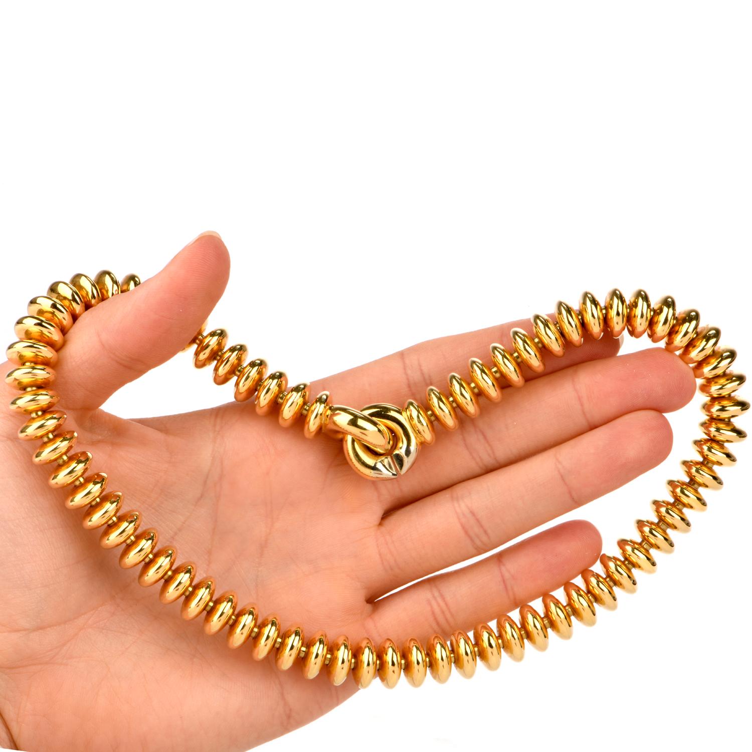 1980s 18 Karat Yellow Gold Bead Choker Necklace 1