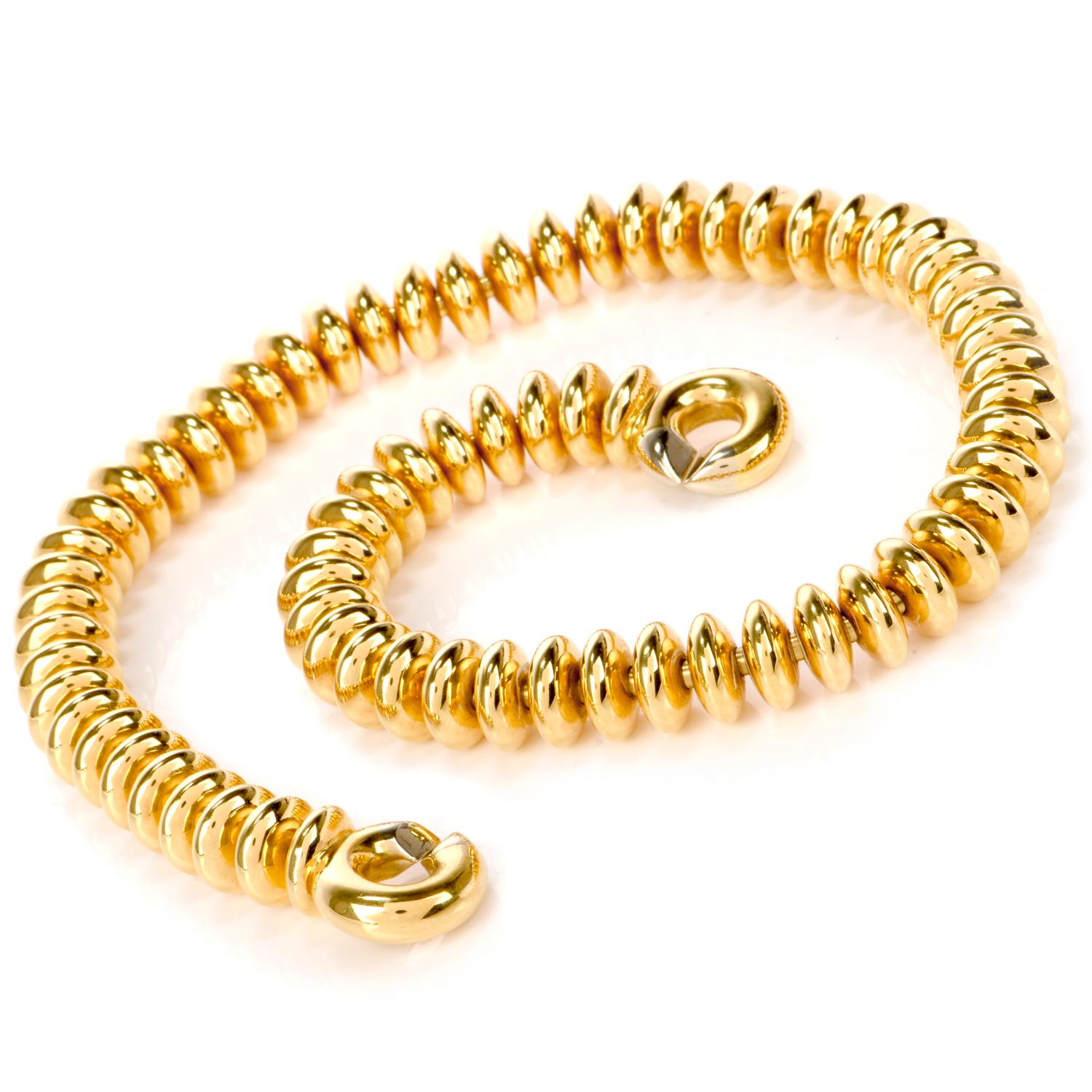 1980s 18 Karat Yellow Gold Bead Choker Necklace 2