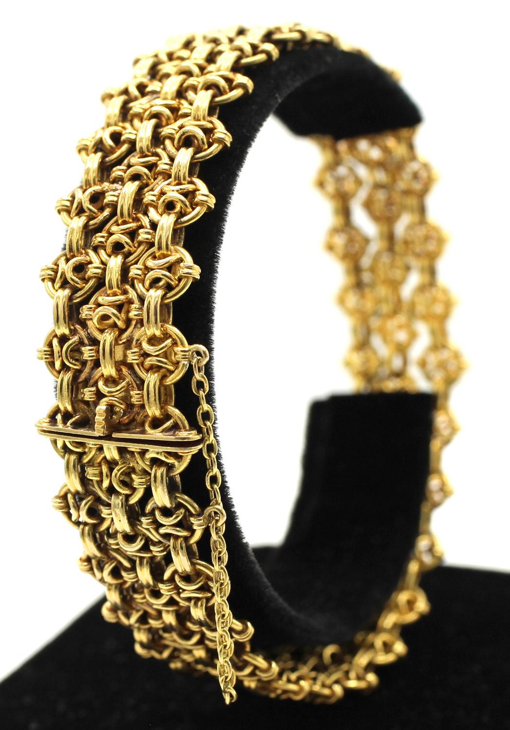 1980s 18 Karat Yellow Gold Flexible Link Bracelet en venta 1