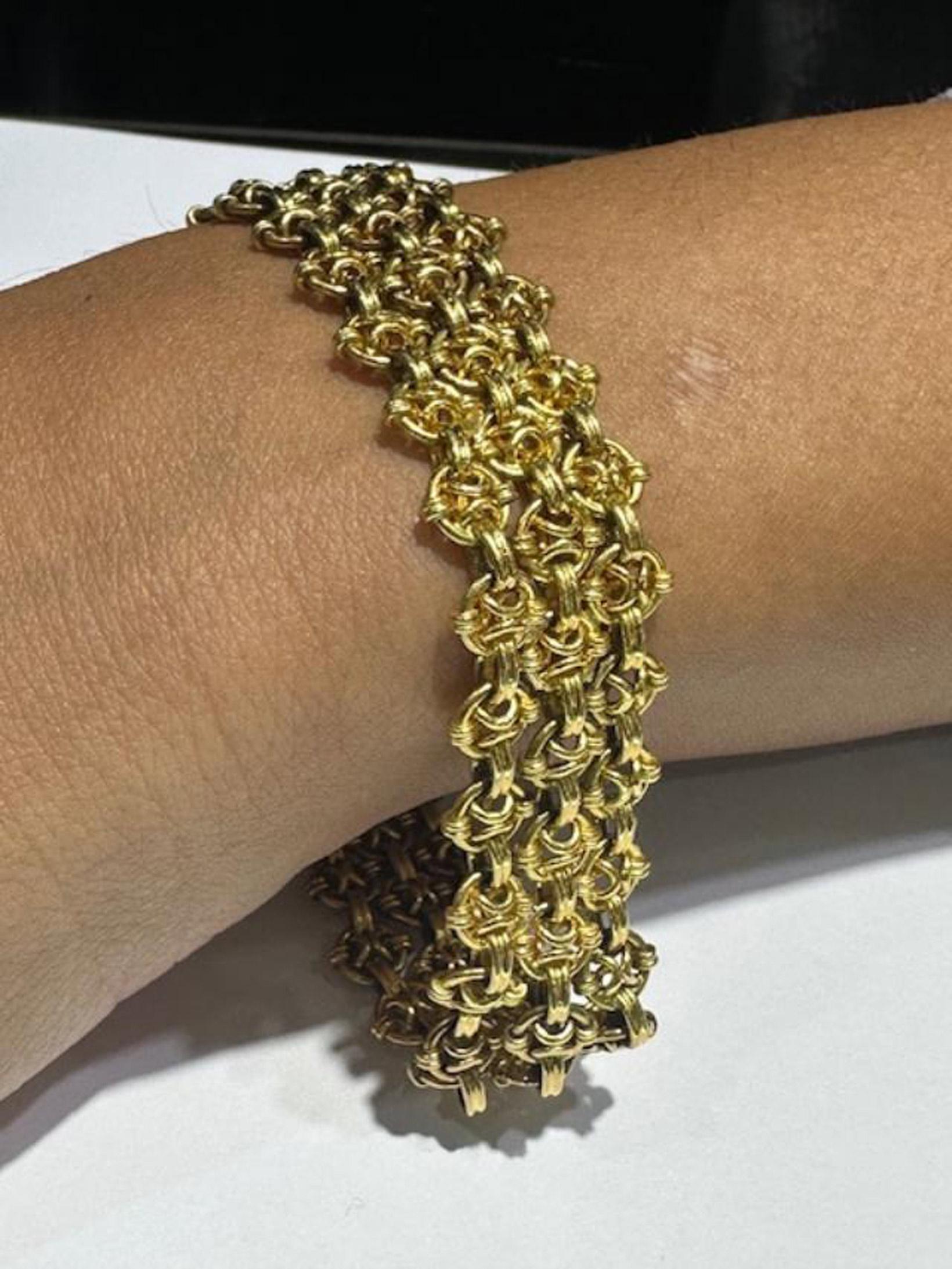 1980s 18 Karat Yellow Gold Flexible Link Bracelet en venta 2