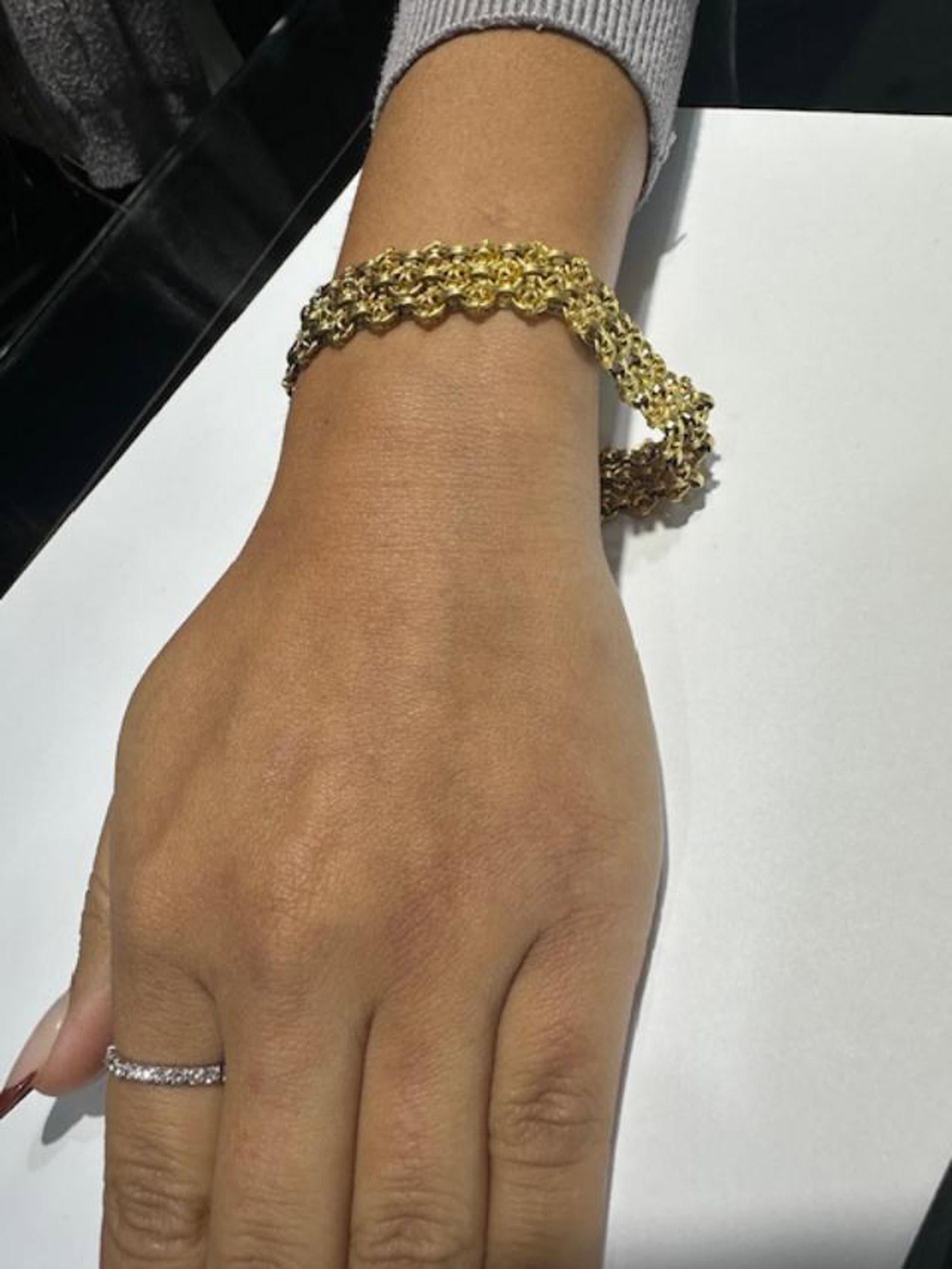 1980s 18 Karat Yellow Gold Flexible Link Bracelet en venta 3