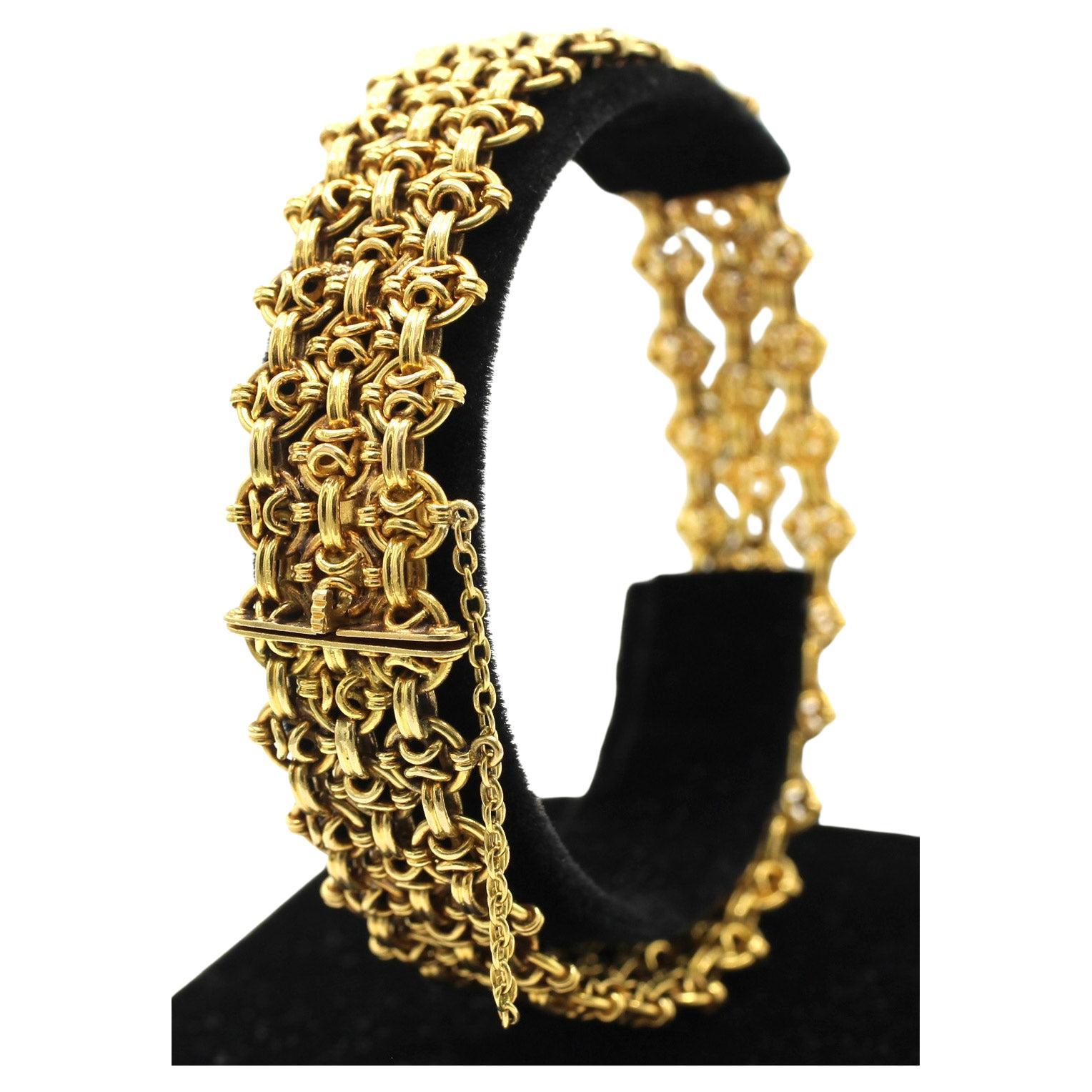 1980s 18 Karat Yellow Gold Flexible Link Bracelet