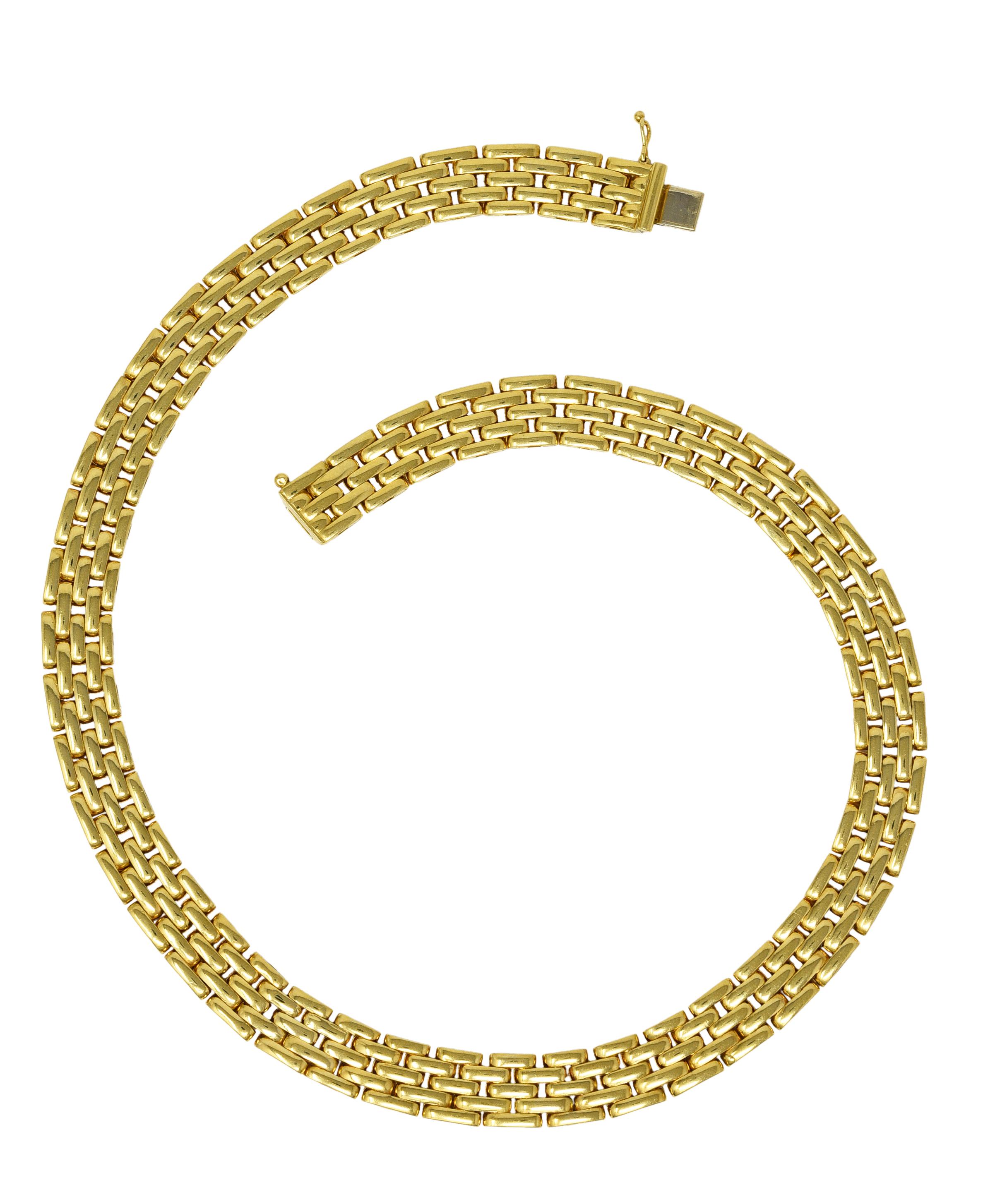 1980's 18 Karat Yellow Gold Panther Link Vintage Collar Unisex Necklace 5