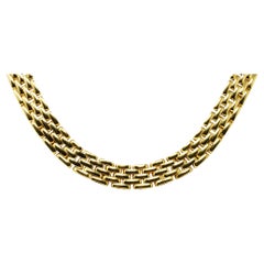 1980's 18 Karat Yellow Gold Panther Link Vintage Collar Unisex Necklace