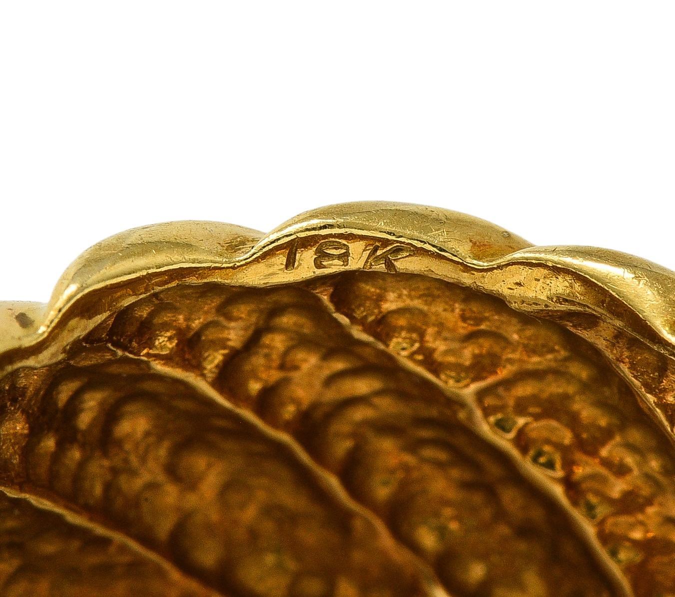 Women's or Men's 1980's 18 Karat Yellow Gold Puffy Twist Vintage Wide Band Ring For Sale