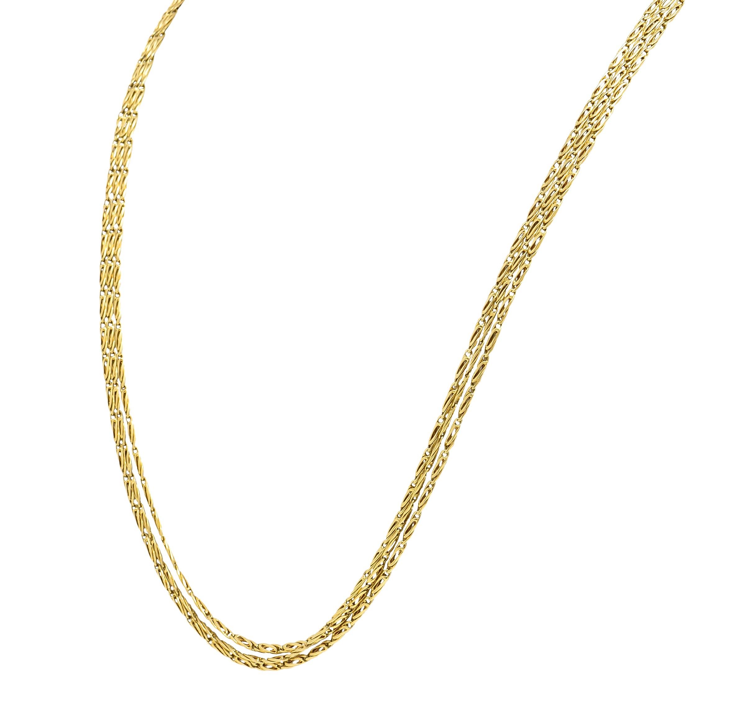1980er Jahre 18 Karat Gelbgold Drei-Ständer-Glieder-Halskette Vintage (Zeitgenössisch) im Angebot