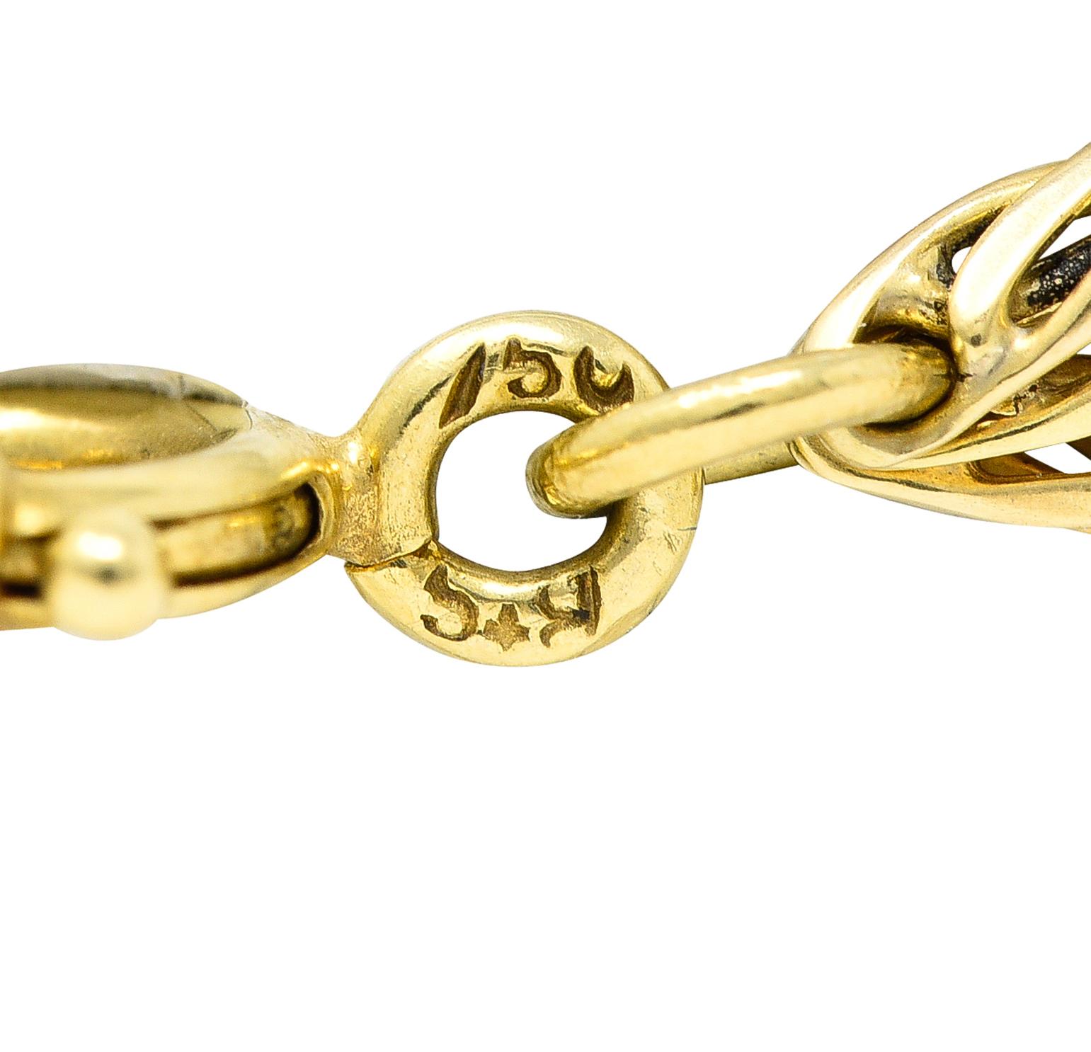 1980er Jahre 18 Karat Gelbgold Drei-Ständer-Glieder-Halskette Vintage für Damen oder Herren im Angebot
