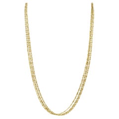 1980s 18 Karat Yellow Gold Three Stand Scroll Link Vintage Chain Necklace