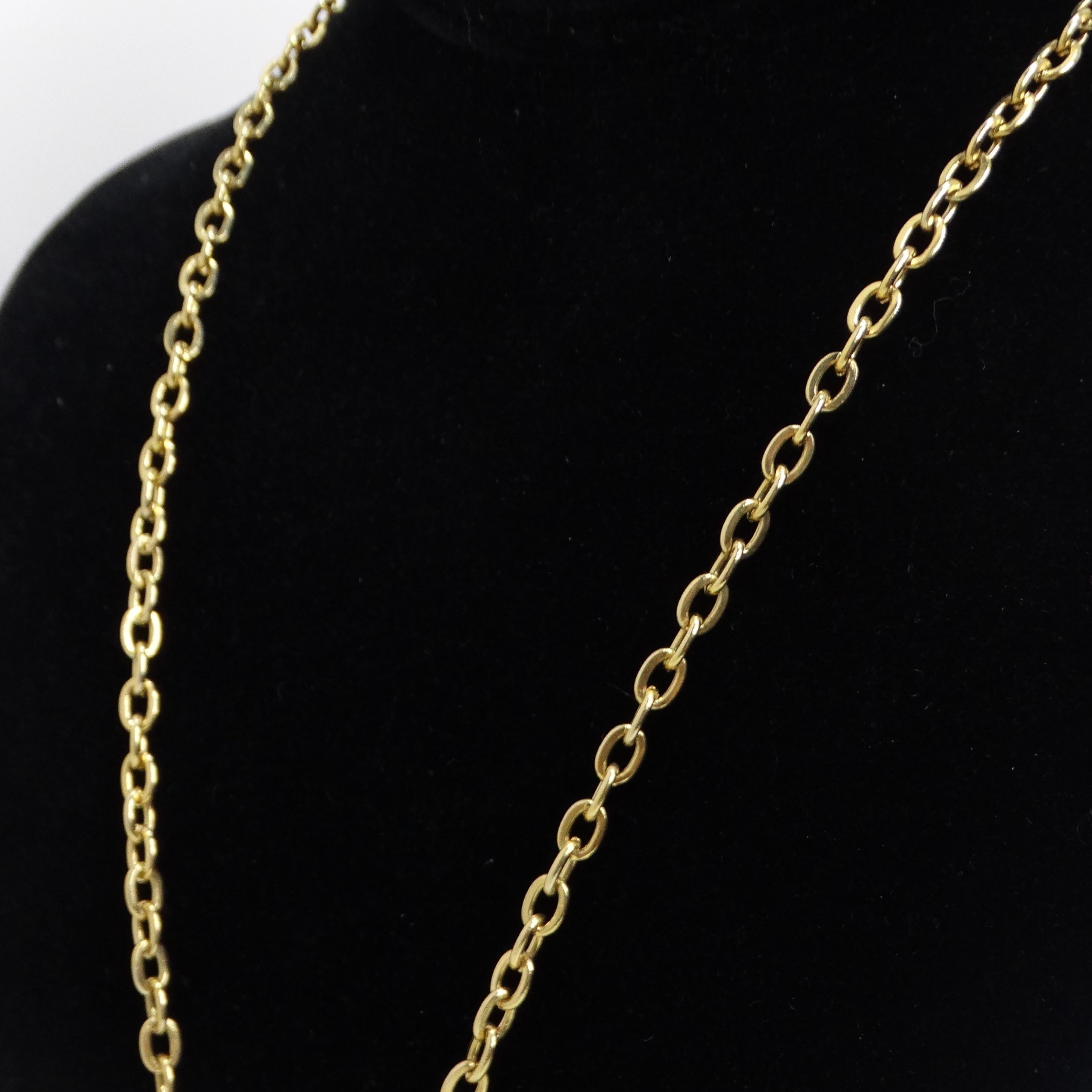 1980s 18K Gold Plated Blue Marble Pendent Necklace For Sale 3