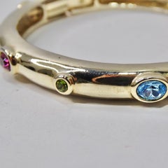 1980s 18K Gold Plated Rhinestone Cuff Bracelet