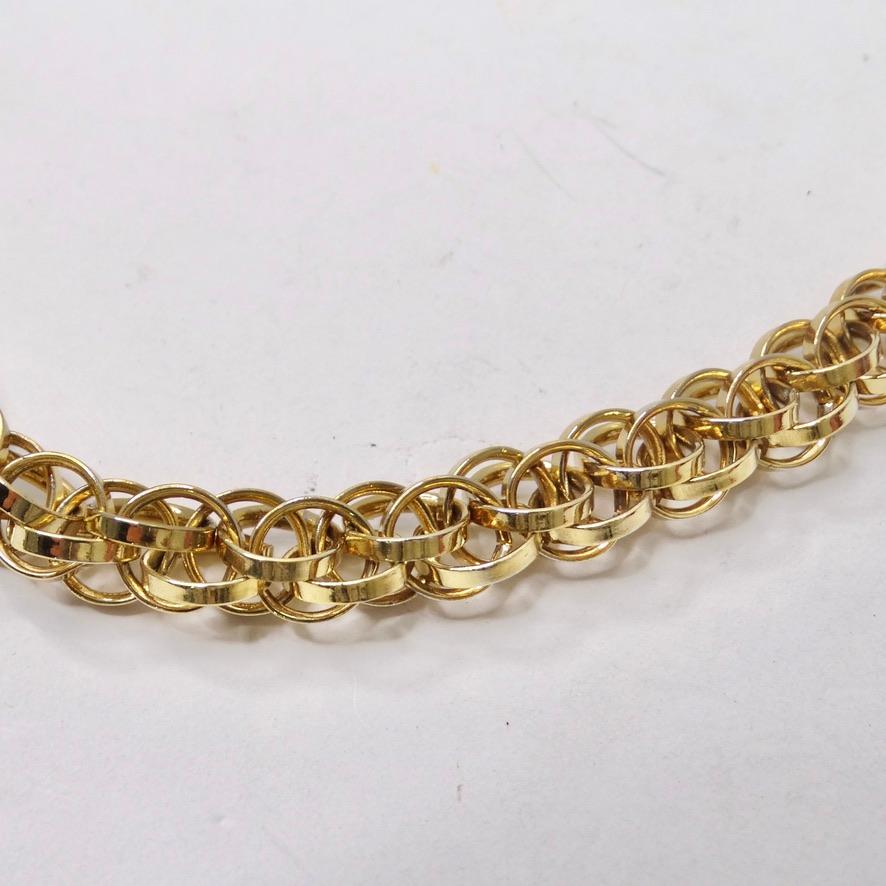 Women's or Men's 1980S 18K Gold Plated Rope Chain Choker Necklace For Sale