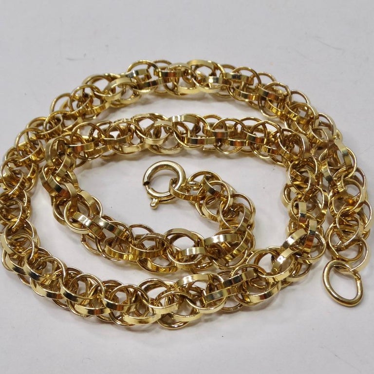 1980S 18K Gold Plated Rope Chain Choker Necklace For Sale at 1stDibs