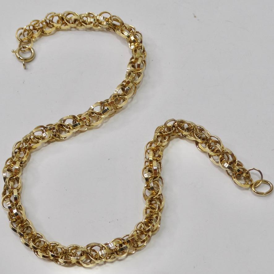 1980S 18K Gold Plated Rope Chain Choker Necklace For Sale 2