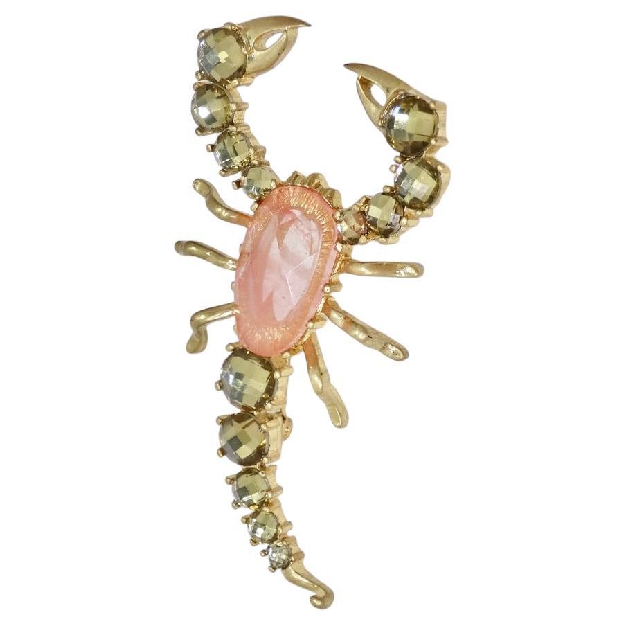 1980s 18K Gold Plated Scorpion Brooch For Sale