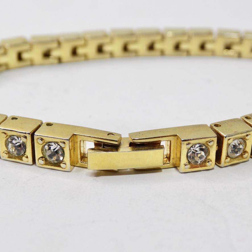 1980s 18K Gold Plated Tennis Bracelet In Excellent Condition For Sale In Scottsdale, AZ
