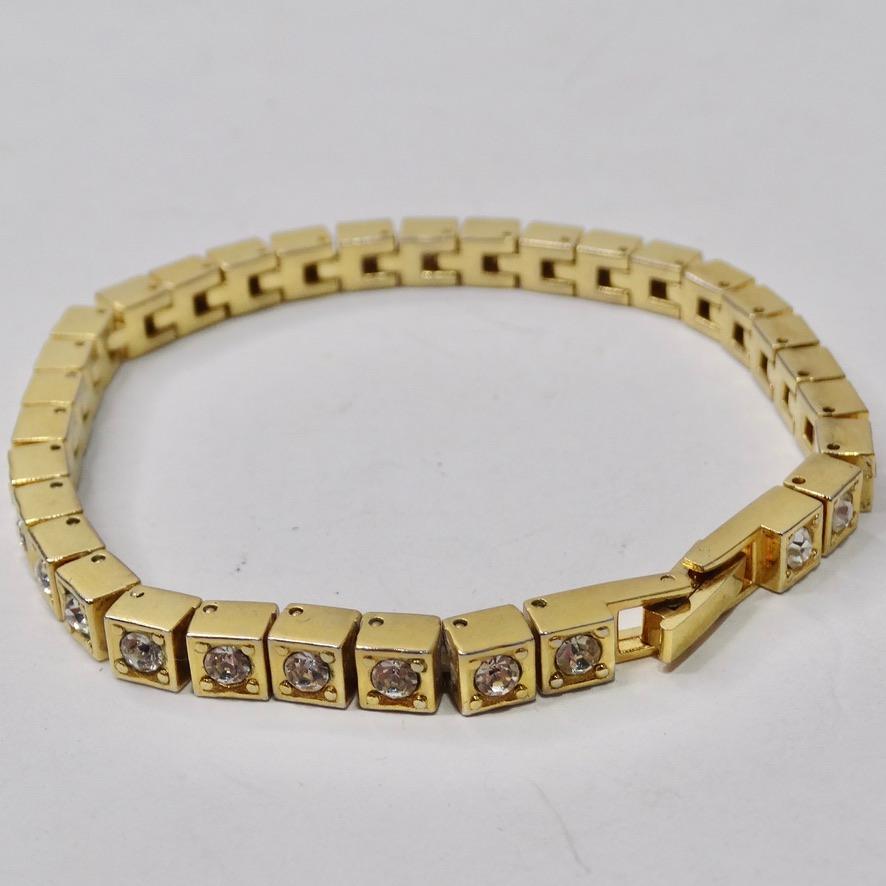 Women's or Men's 1980s 18K Gold Plated Tennis Bracelet For Sale