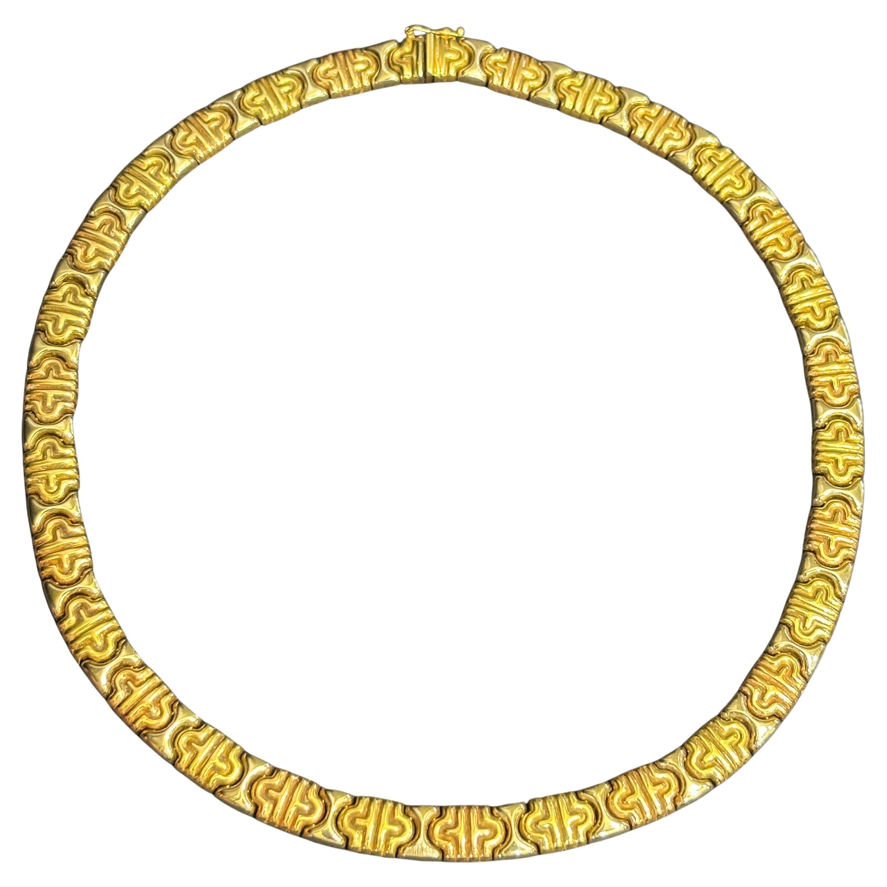 1980er Jahre 18k dreifarbiges Goldhalsband