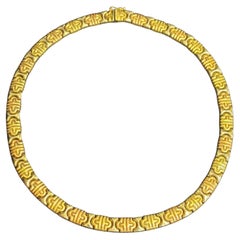 1980er Jahre 18k dreifarbiges Goldhalsband