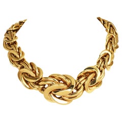 1980s 18K Yellow Gold Byzantine Graduated Woven Link Necklace 279.5 Grams