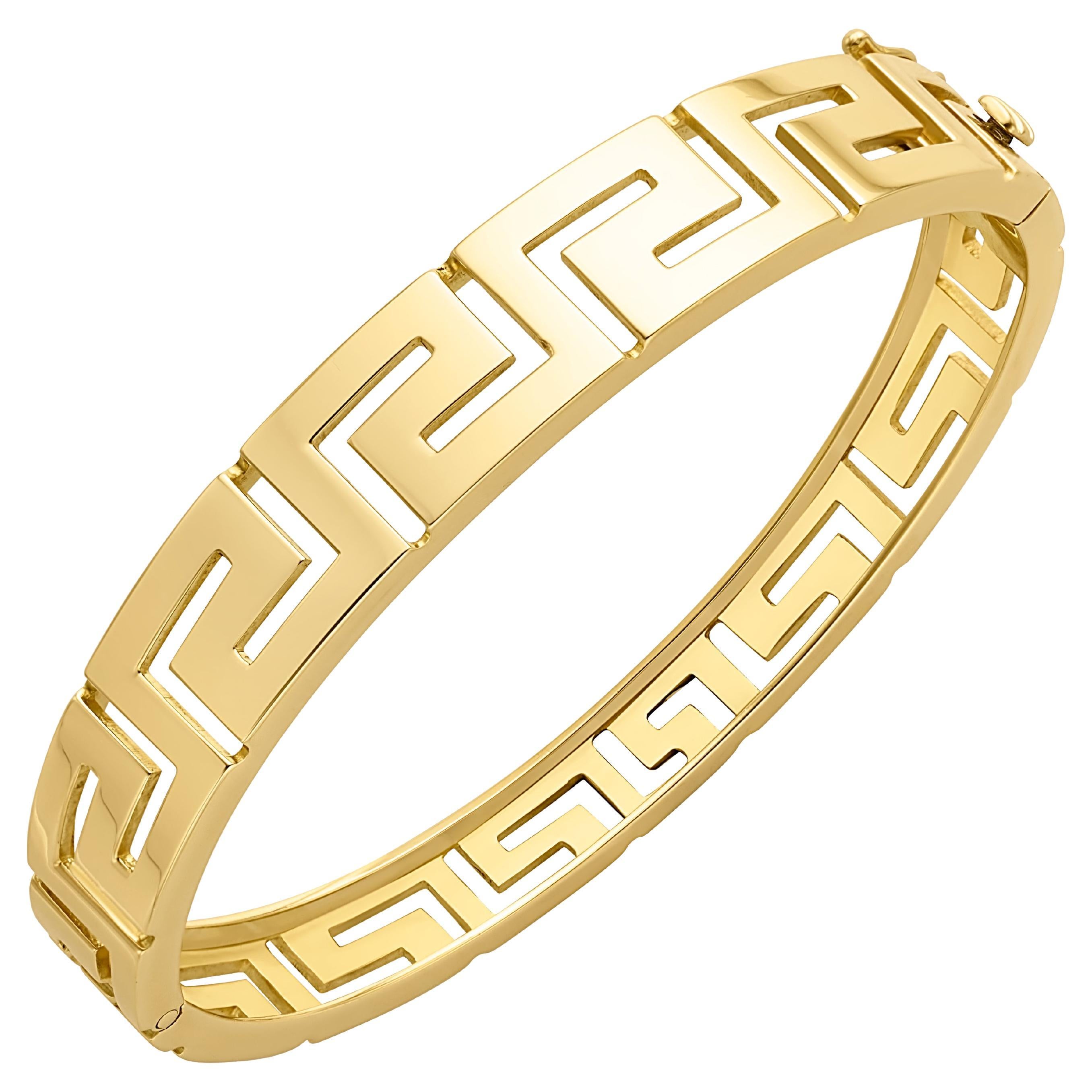 Dimos 18k Gold Greek Key Cocktail Bangle Bracelet For Sale at 1stDibs