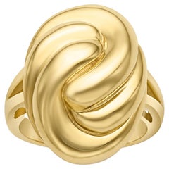 Retro 1980s 18k Yellow Gold Oval Knot Ring