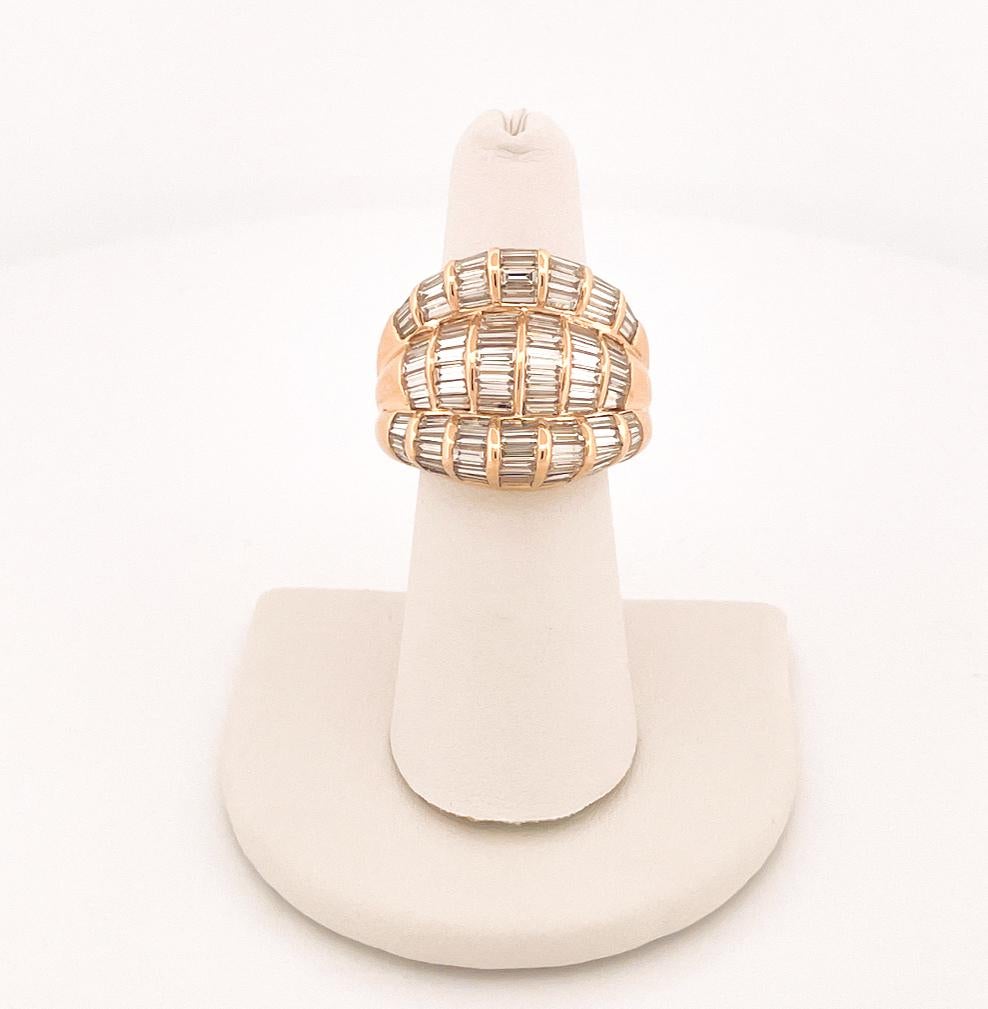 1980er Jahre 18k Gelbgold Dreifach-Kuppel-Diamant-Ring im Angebot 4