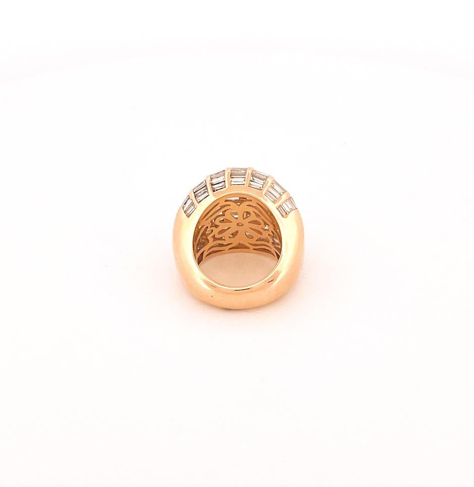 Women's 1980's 18k Yellow Gold Triple Dome Diamond Ring For Sale