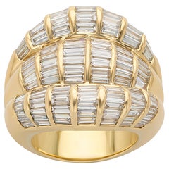1980er Jahre 18k Gelbgold Dreifach-Kuppel-Diamant-Ring