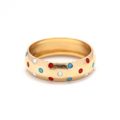 1980s 18 Karat Gold, Red, White, and Blue Enamel Band