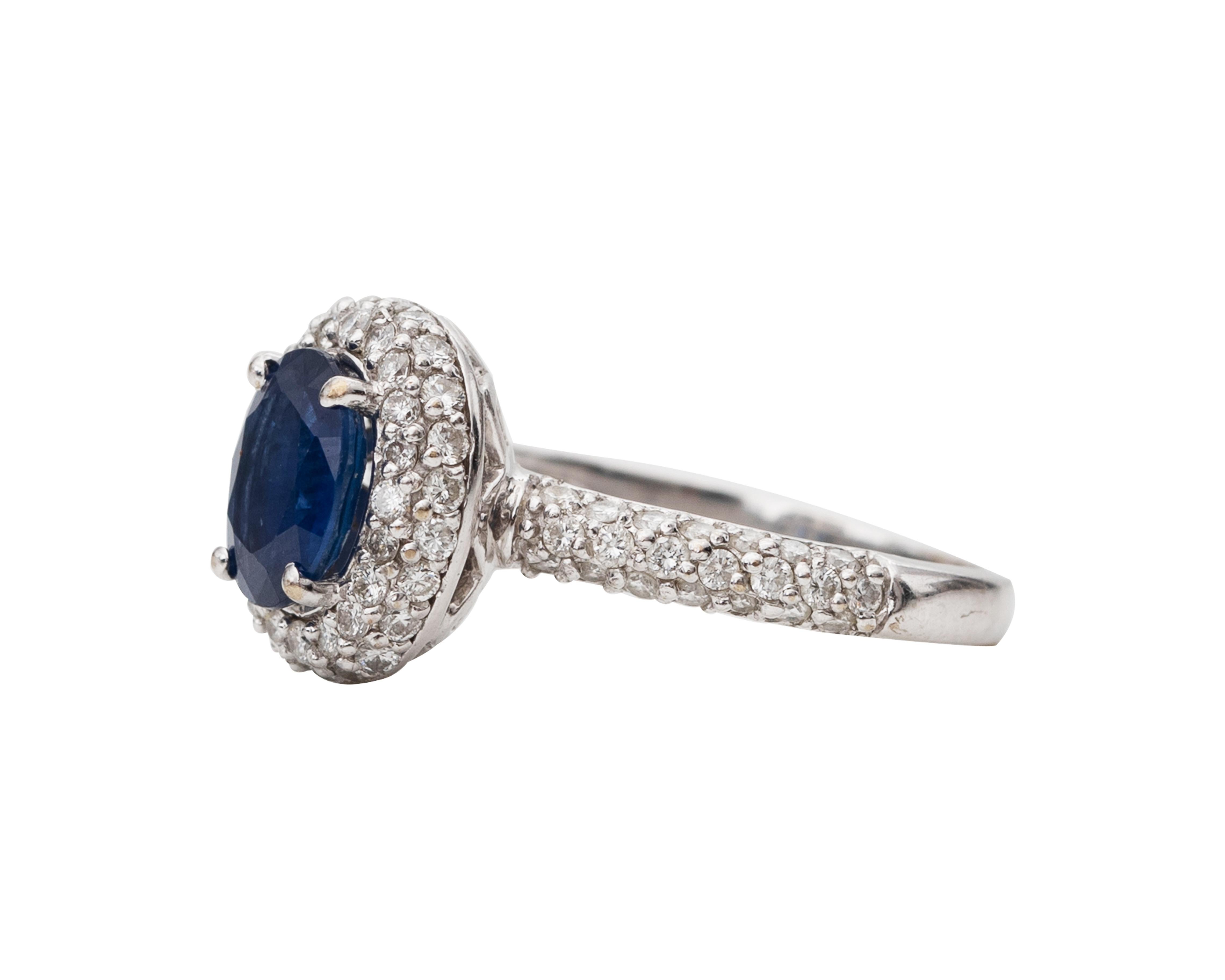 Anillo de diamantes y zafiros de 2 quilates totales Moderno en venta