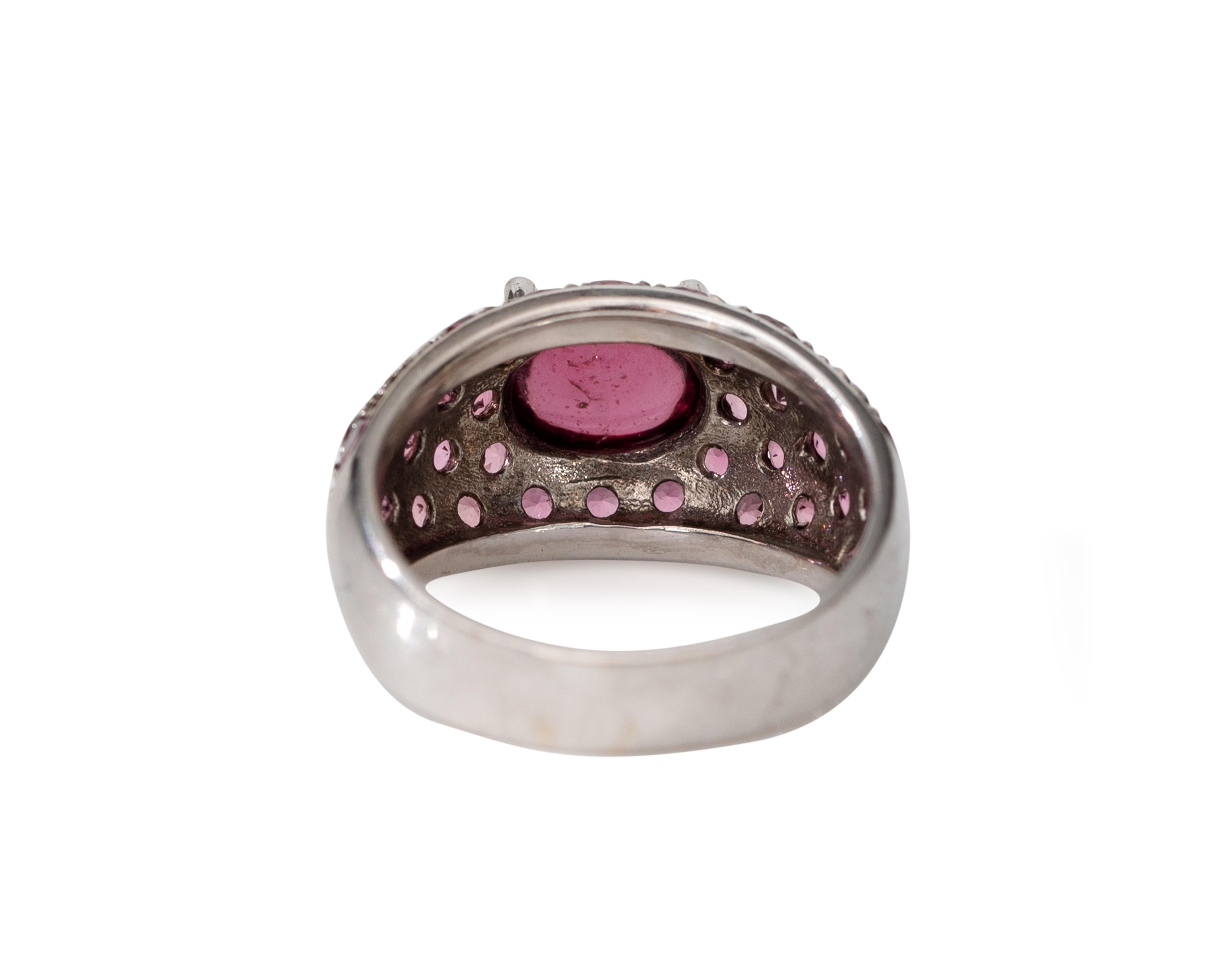 1980s 2 Carat Tourmaline and Pink Sapphire 14 Karat Ring In Excellent Condition For Sale In Atlanta, GA
