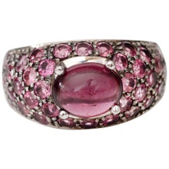 1980s 2 Carat Tourmaline and Pink Sapphire 14 Karat Ring