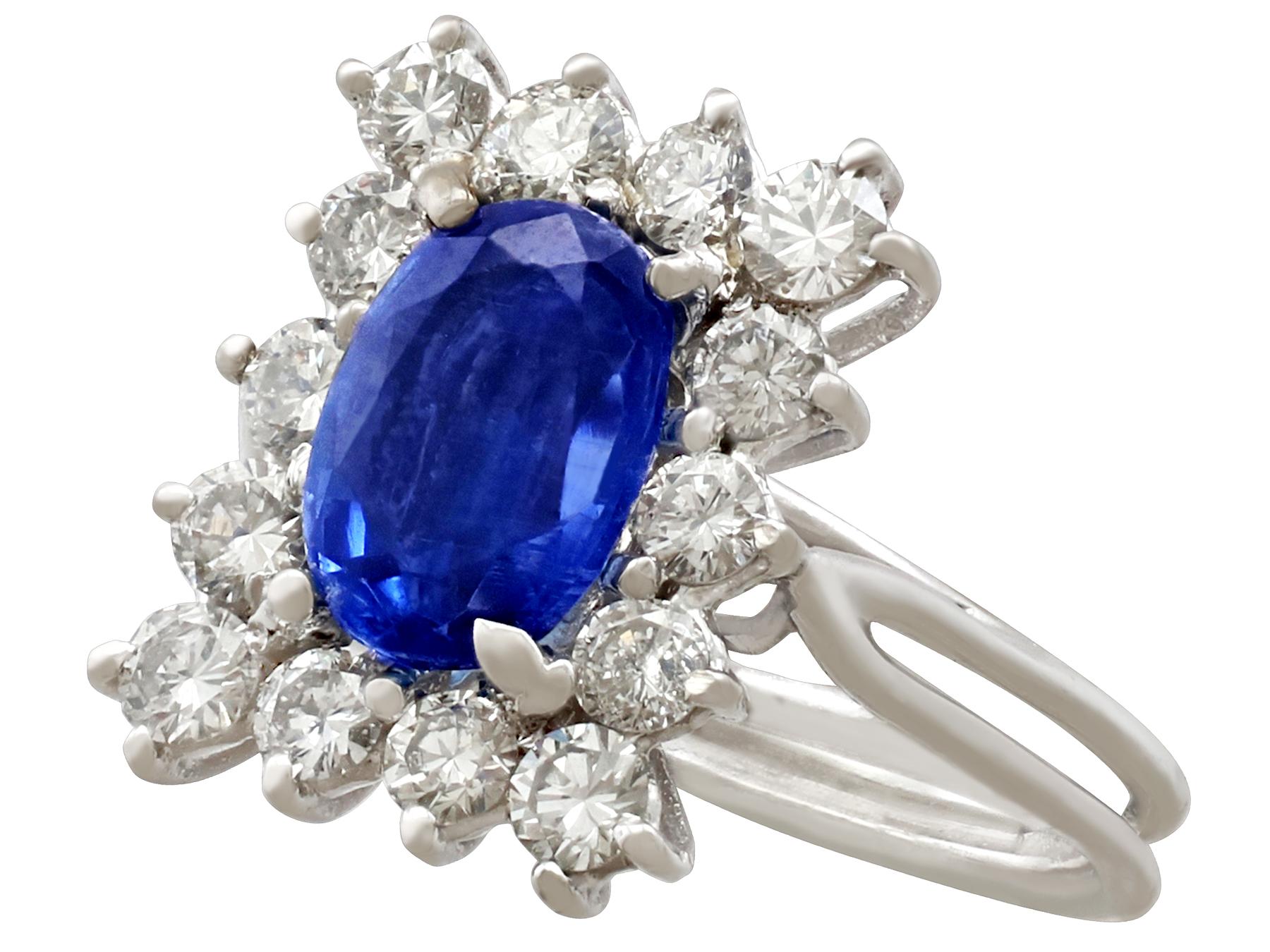 1980s 2.18 Carat Sapphire 1.43 Carat Diamond Gold Cocktail Ring In Excellent Condition In Jesmond, Newcastle Upon Tyne