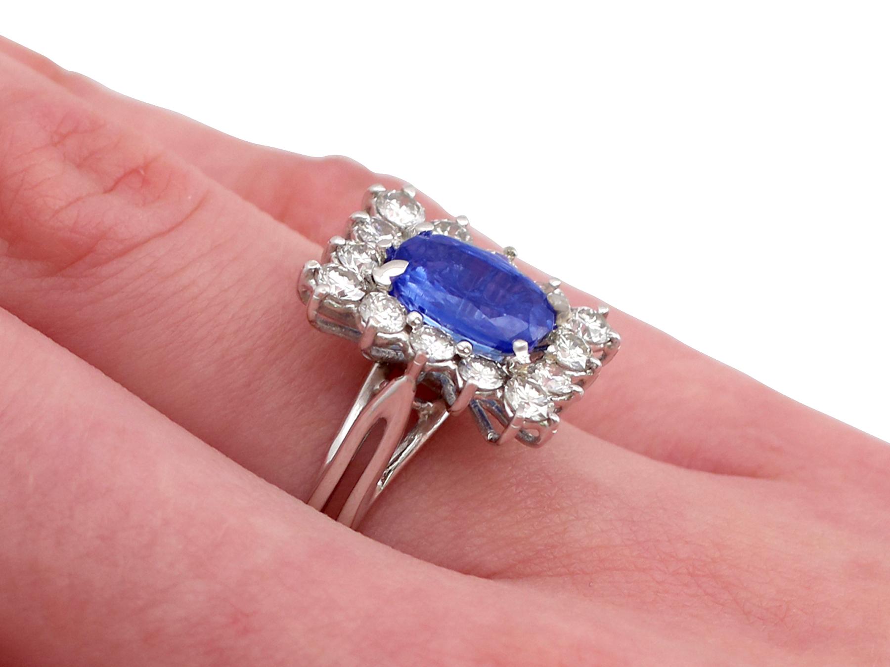 1980s 2.18 Carat Sapphire 1.43 Carat Diamond Gold Cocktail Ring 3