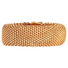 1980s 22mm Wide1  8K Yellow Gold Mesh Bracelet,  8 Inches