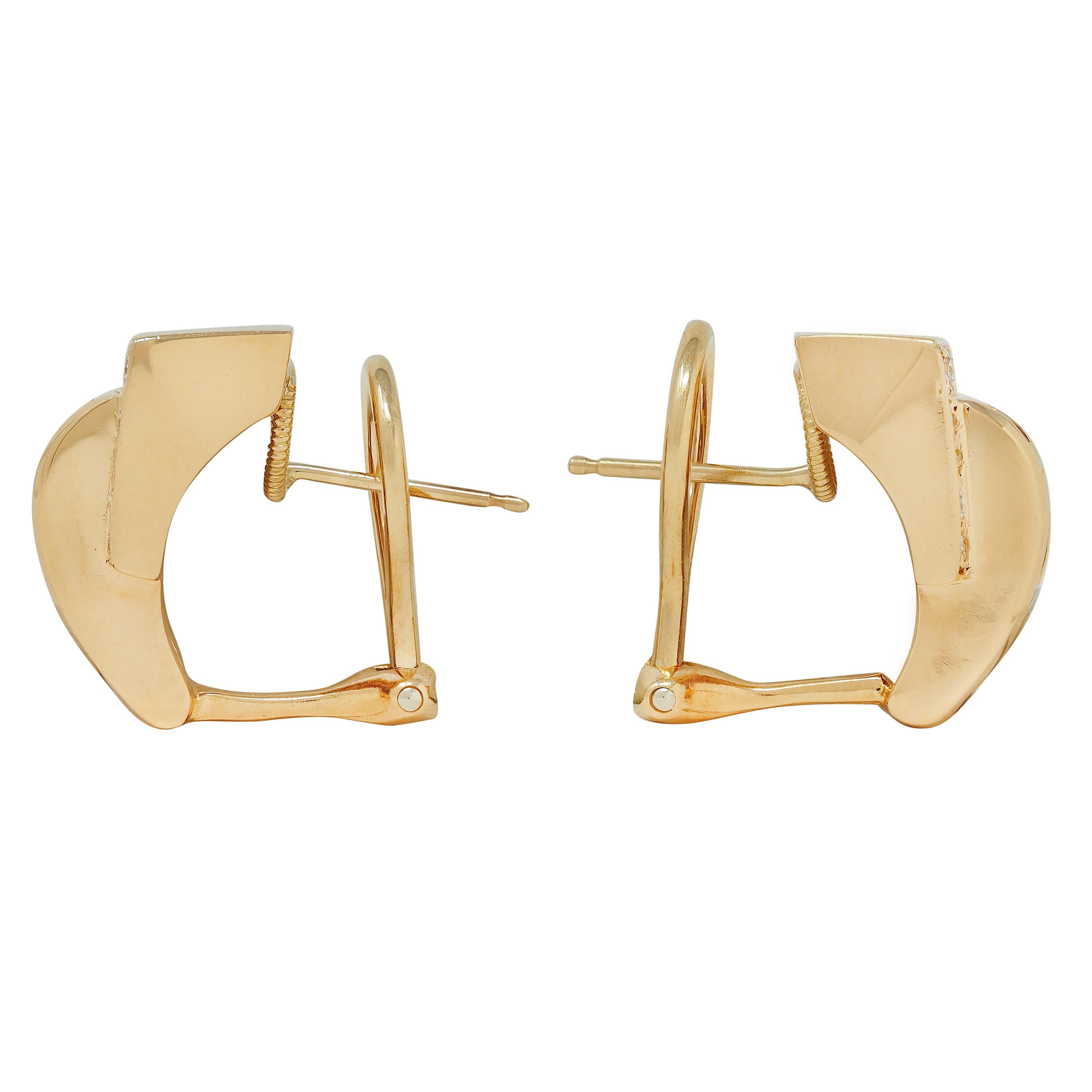 1980er Jahre J-Hoop-Ohrringe, 2,30 Karat Rubin Diamant 18 Karat Gelbgold Vintage (Moderne) im Angebot