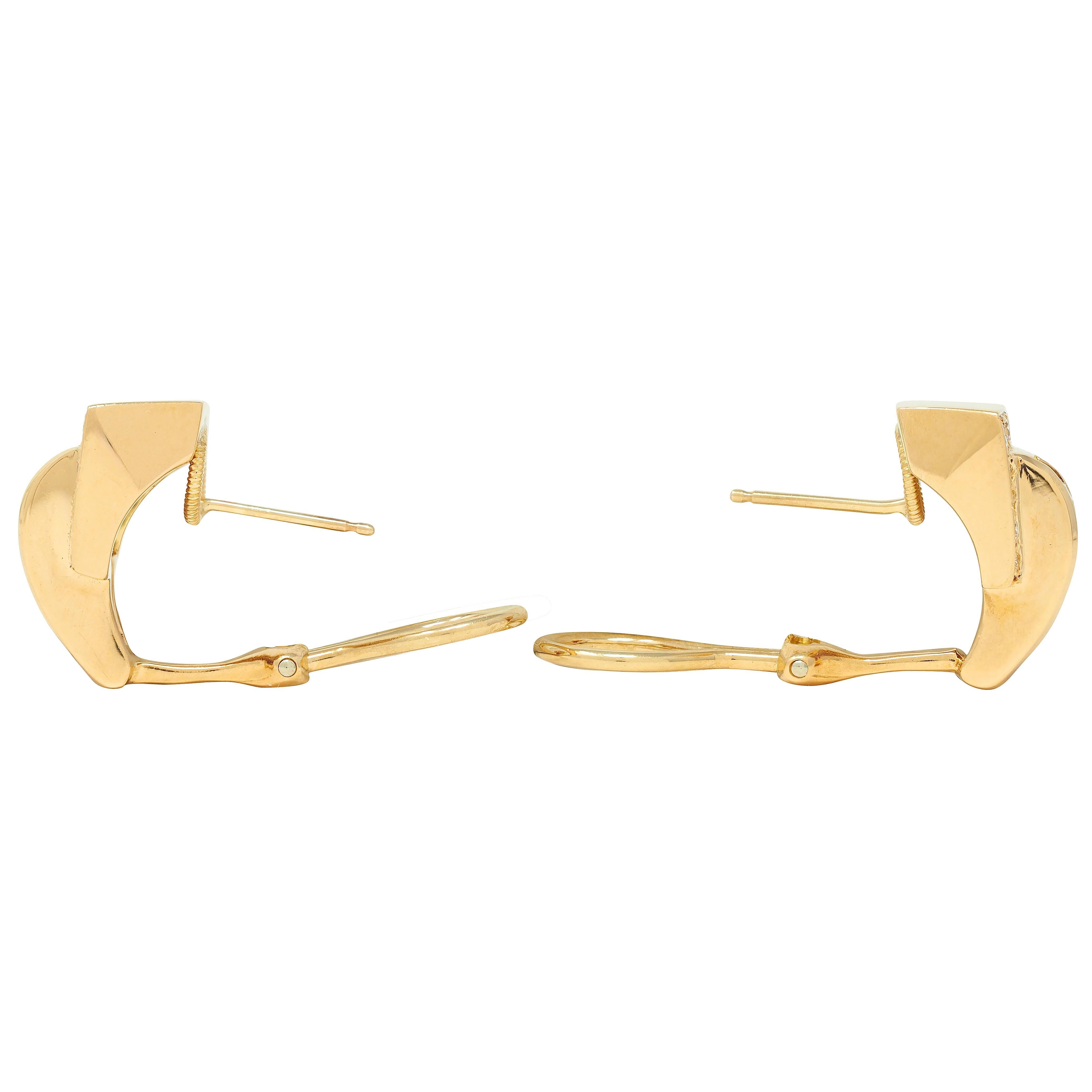 1980er Jahre J-Hoop-Ohrringe, 2,30 Karat Rubin Diamant 18 Karat Gelbgold Vintage für Damen oder Herren im Angebot