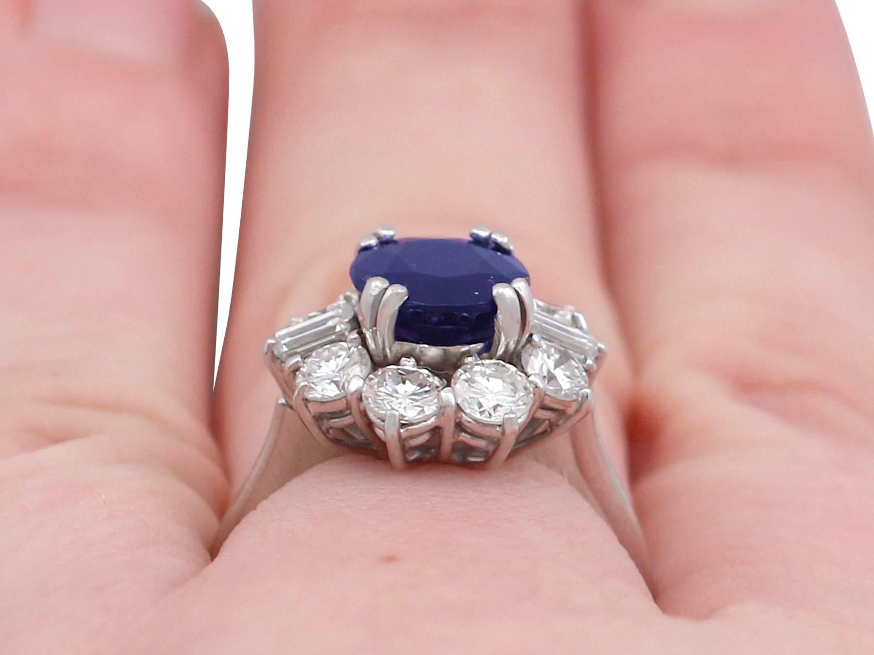 1980s 2.46 Carat Sapphire and 1.50 Carat Diamond White Gold Engagement Ring For Sale 1