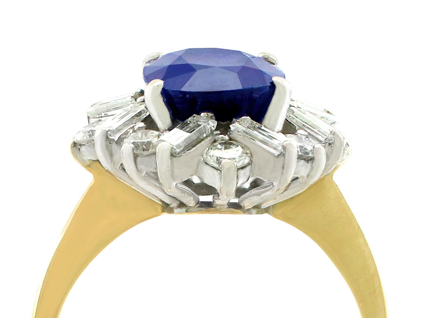 1980s 2.95 Carat Sapphire Yellow Gold Cluster Ring In Excellent Condition In Jesmond, Newcastle Upon Tyne
