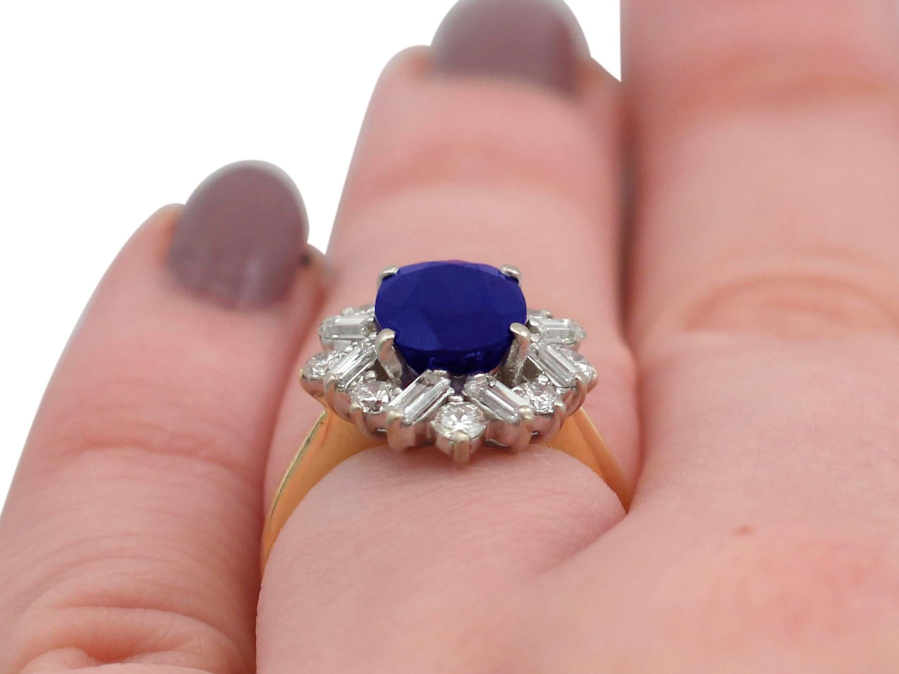 1980s 2.95 Carat Sapphire Yellow Gold Cluster Ring 4