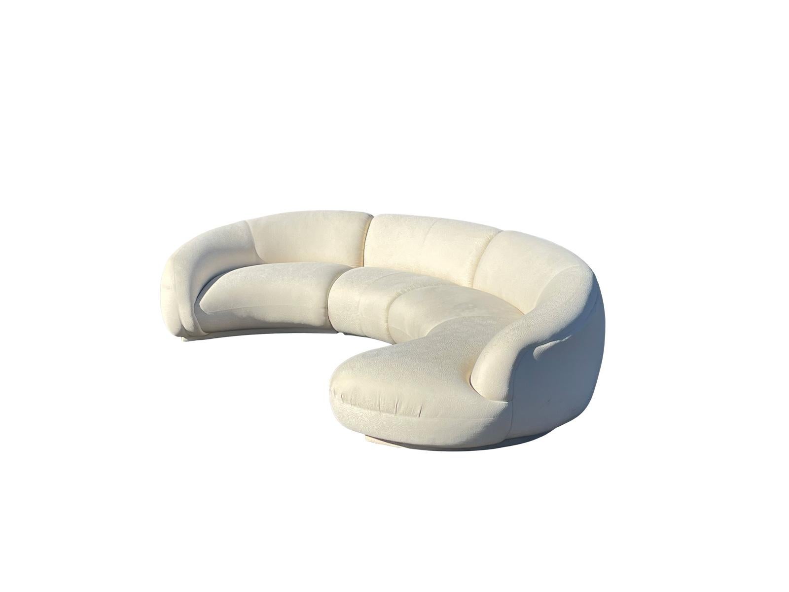 1980s 3-Piece Biomorphic Curved Sofa By Preview  In Good Condition For Sale In Bensalem, PA