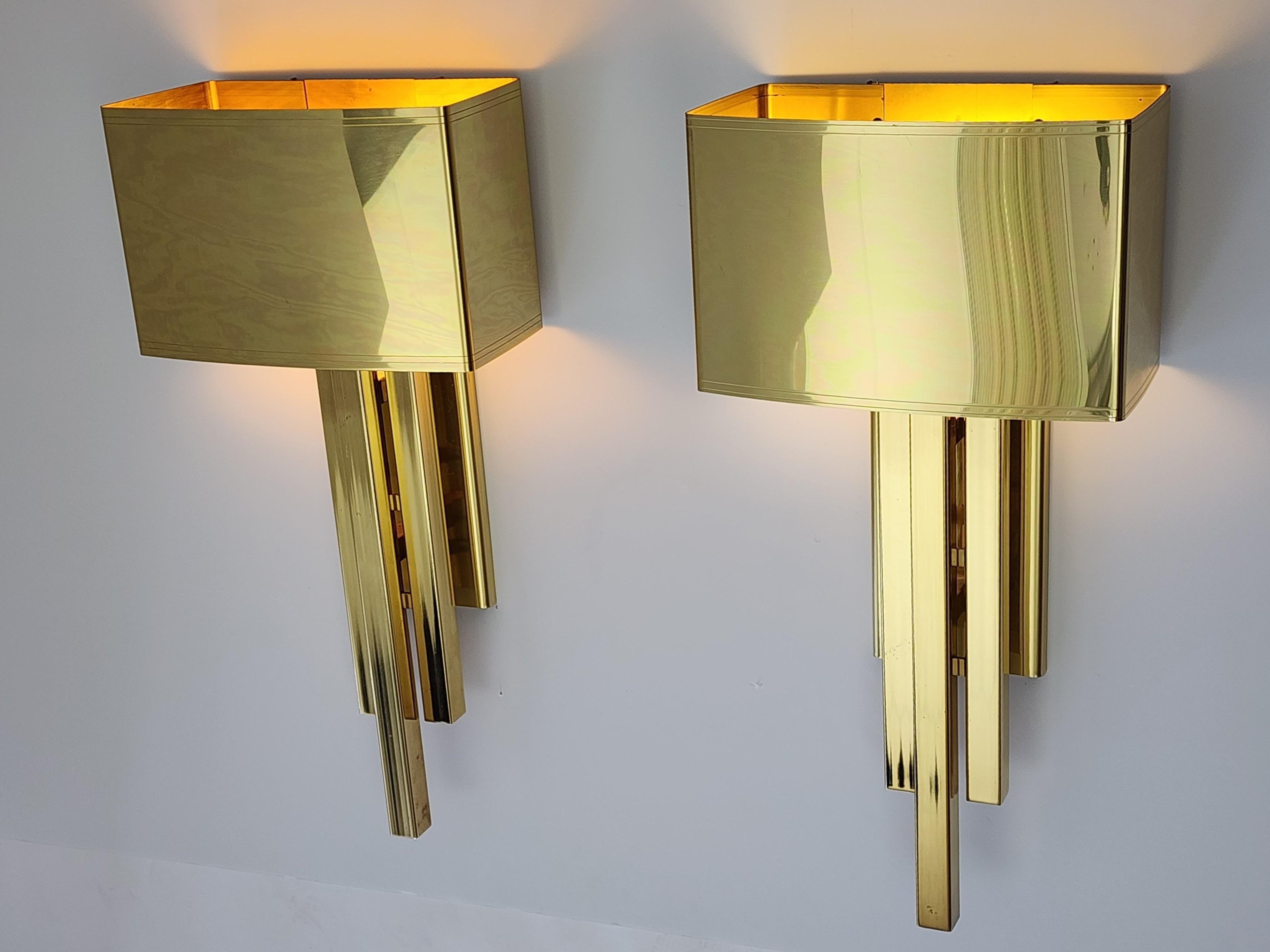 Late 20th Century 1980s 30 Brass Plated Wall Sconces, USA For Sale