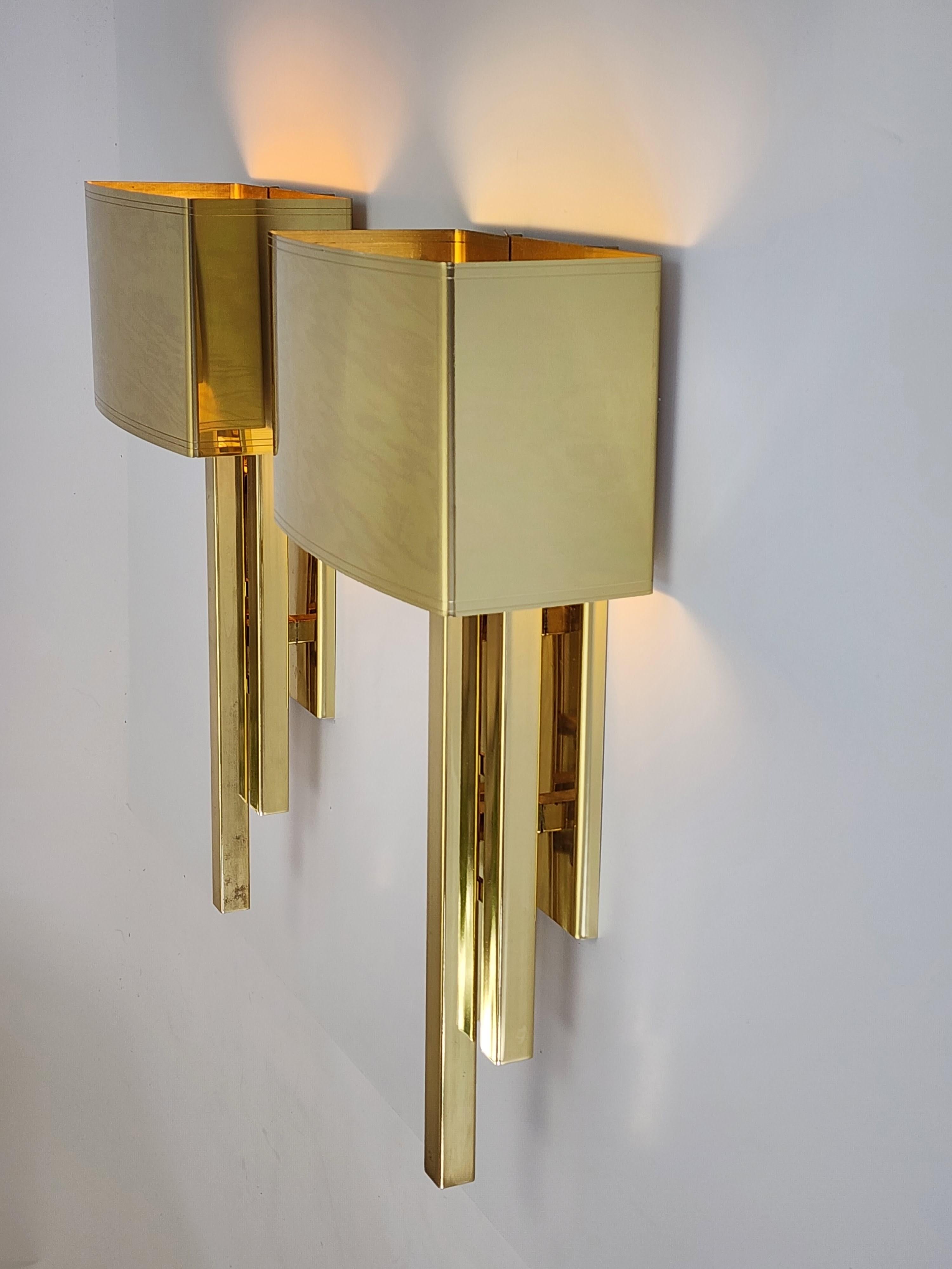 1980s 30 Brass Plated Wall Sconces, USA For Sale 1