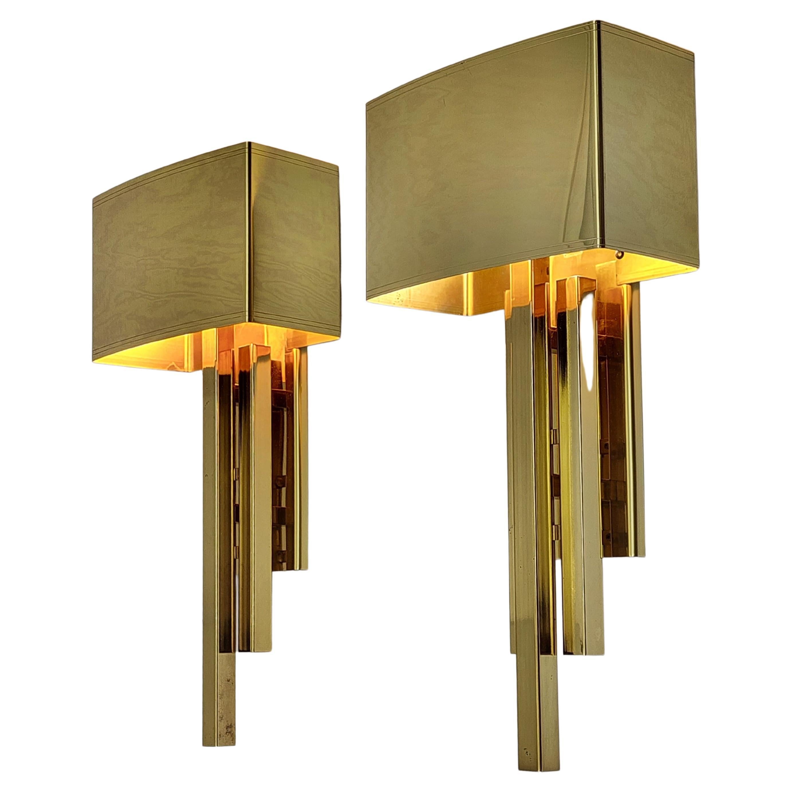 1980s 30 Brass Plated Wall Sconces, USA For Sale
