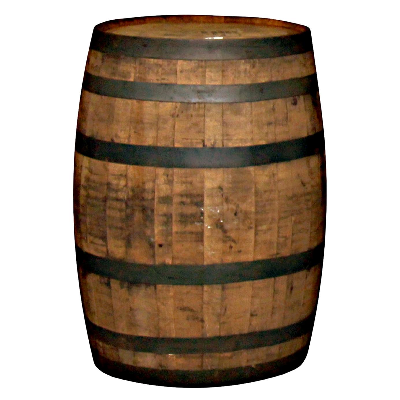 1980s 30 Gallon Oak Whiskey Barrel with Steel Straps