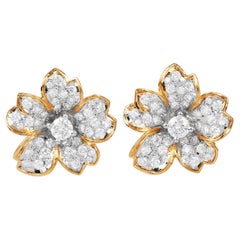 Pendientes Flor Oro Platino Diamante 3,00 quilates años 80