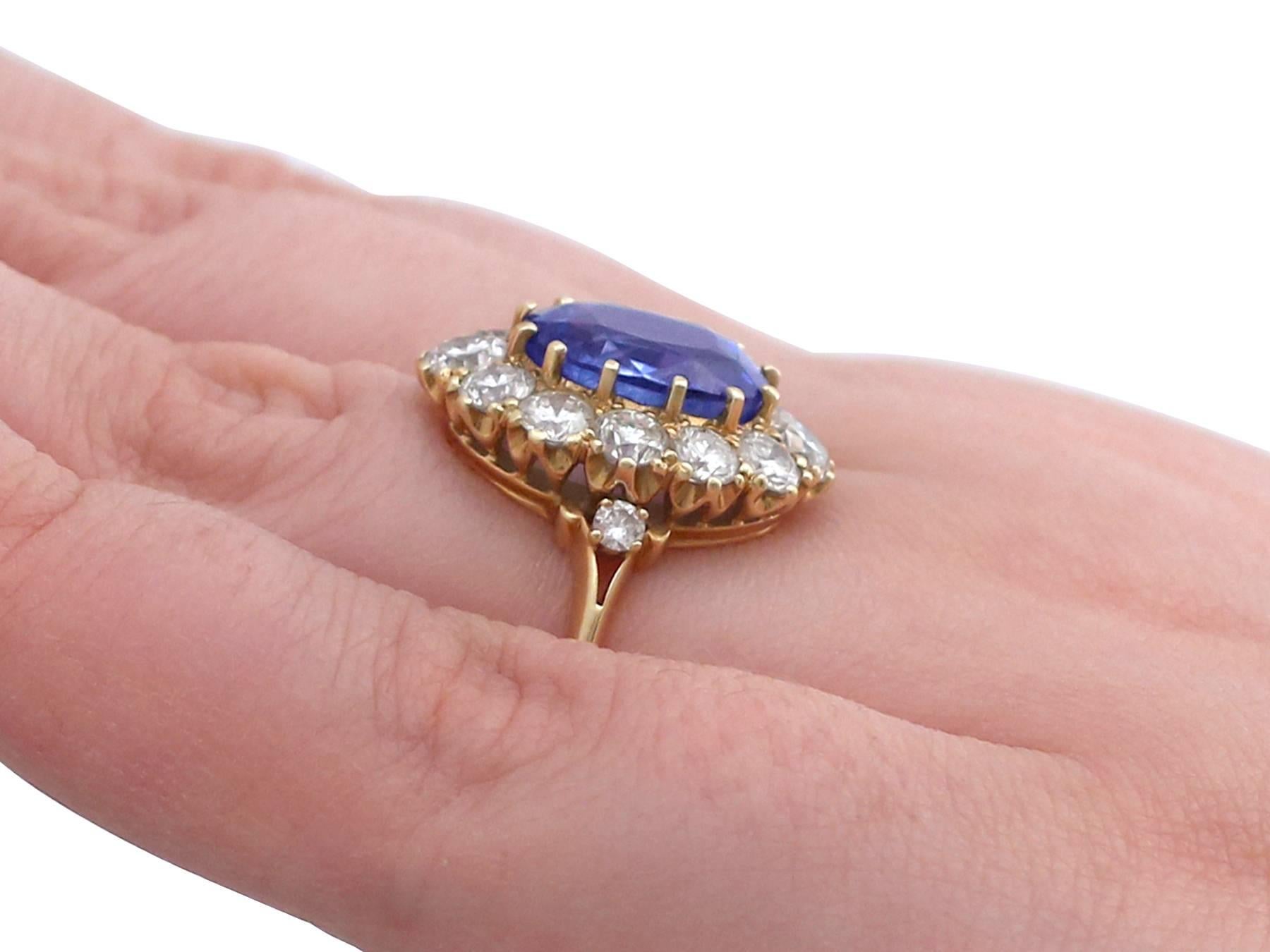 1980s 4.10 Carat Ceylon Sapphire 1.75 Carat Diamond Gold Dress Ring 6