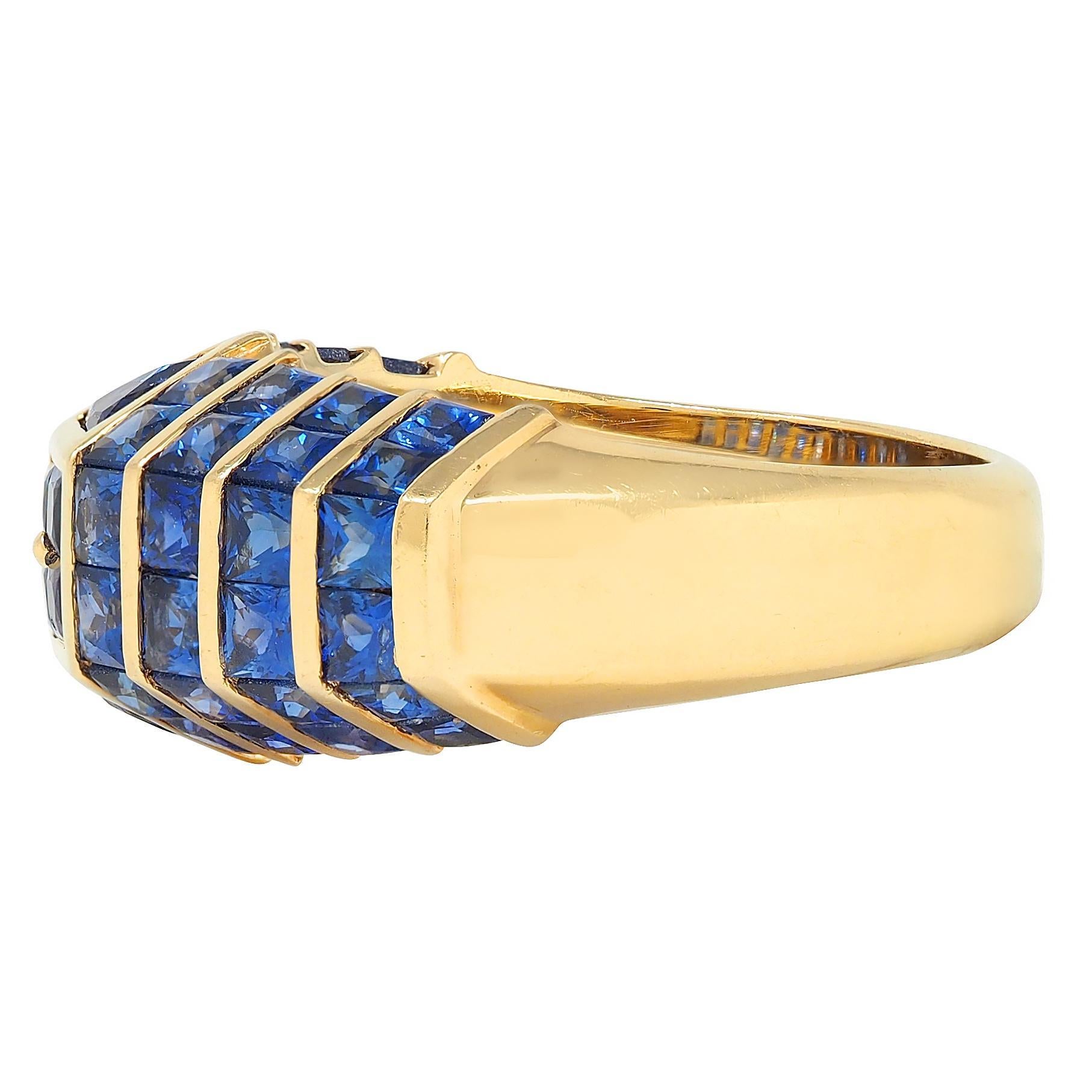 Donna Anello Vintage By del 1980 con zaffiro da 5,50 CTW in oro giallo da 18 carati in vendita