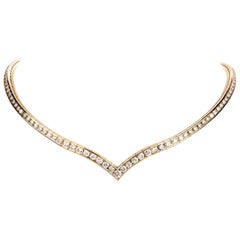 1980s 8.75 Carat Graduated Diamond Rivera Gold Necklace